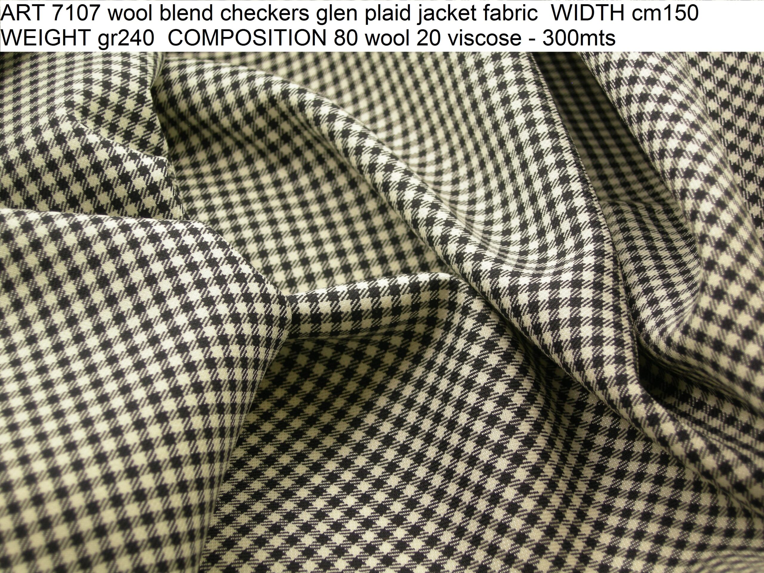 ART 7107 wool blend checkers glen plaid jacket fabric WIDTH cm150 WEIGHT gr240 COMPOSITION 80 wool 20 viscose - 300mts