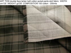ART 7230 double face tartan twill cotton jacket pants skirt fabric WIDTH cm130 WEIGHT gr235 COMPOSITION 100 cotton - 200mts