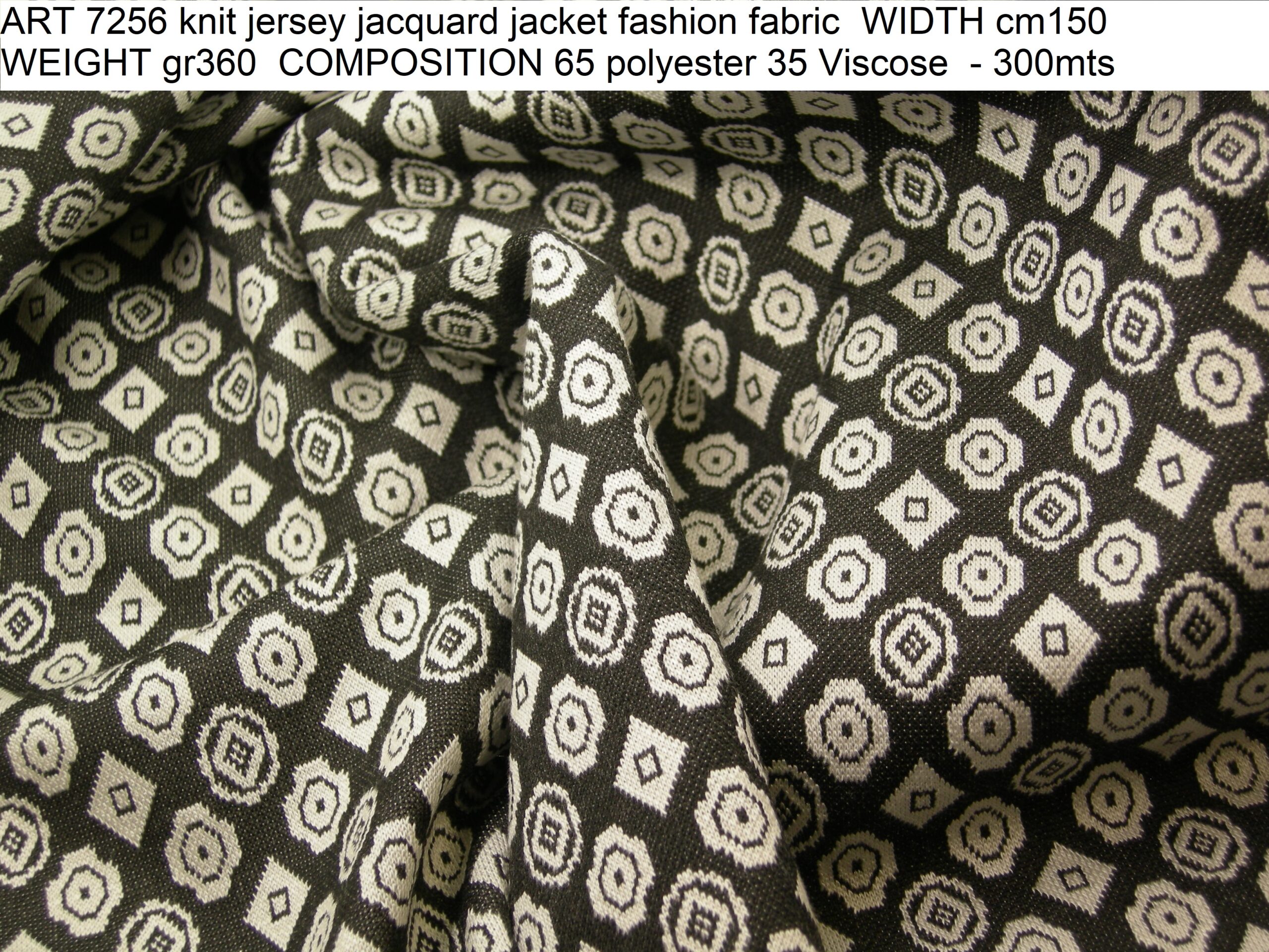 ART 7256 knit jersey jacquard jacket fashion fabric WIDTH cm150 WEIGHT gr360 COMPOSITION 65 polyester 35 Viscose - 300mts