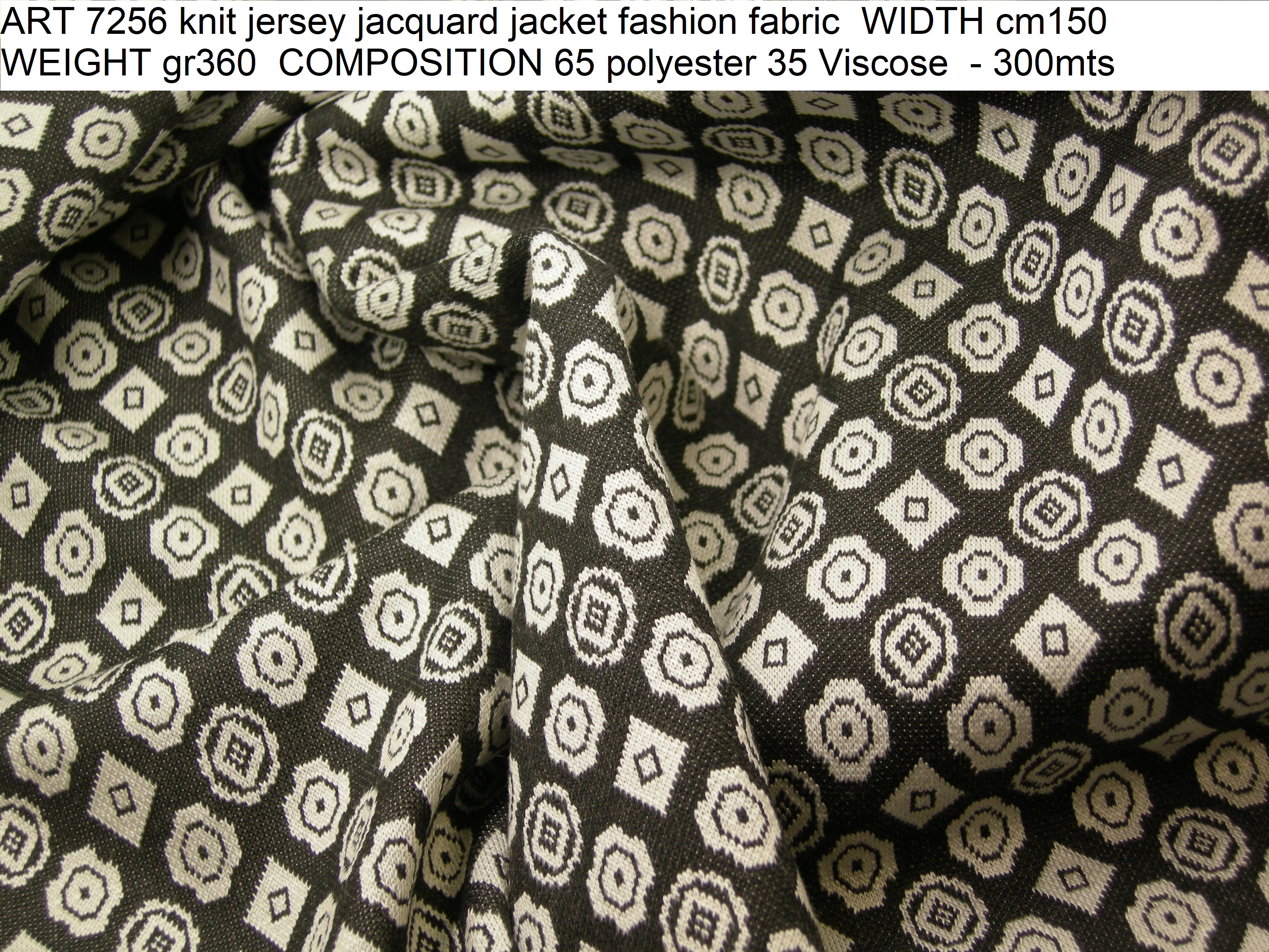 ART 7256 knit jersey jacquard jacket fashion fabric WIDTH cm150 WEIGHT gr360 COMPOSITION 65 polyester 35 Viscose - 300mts