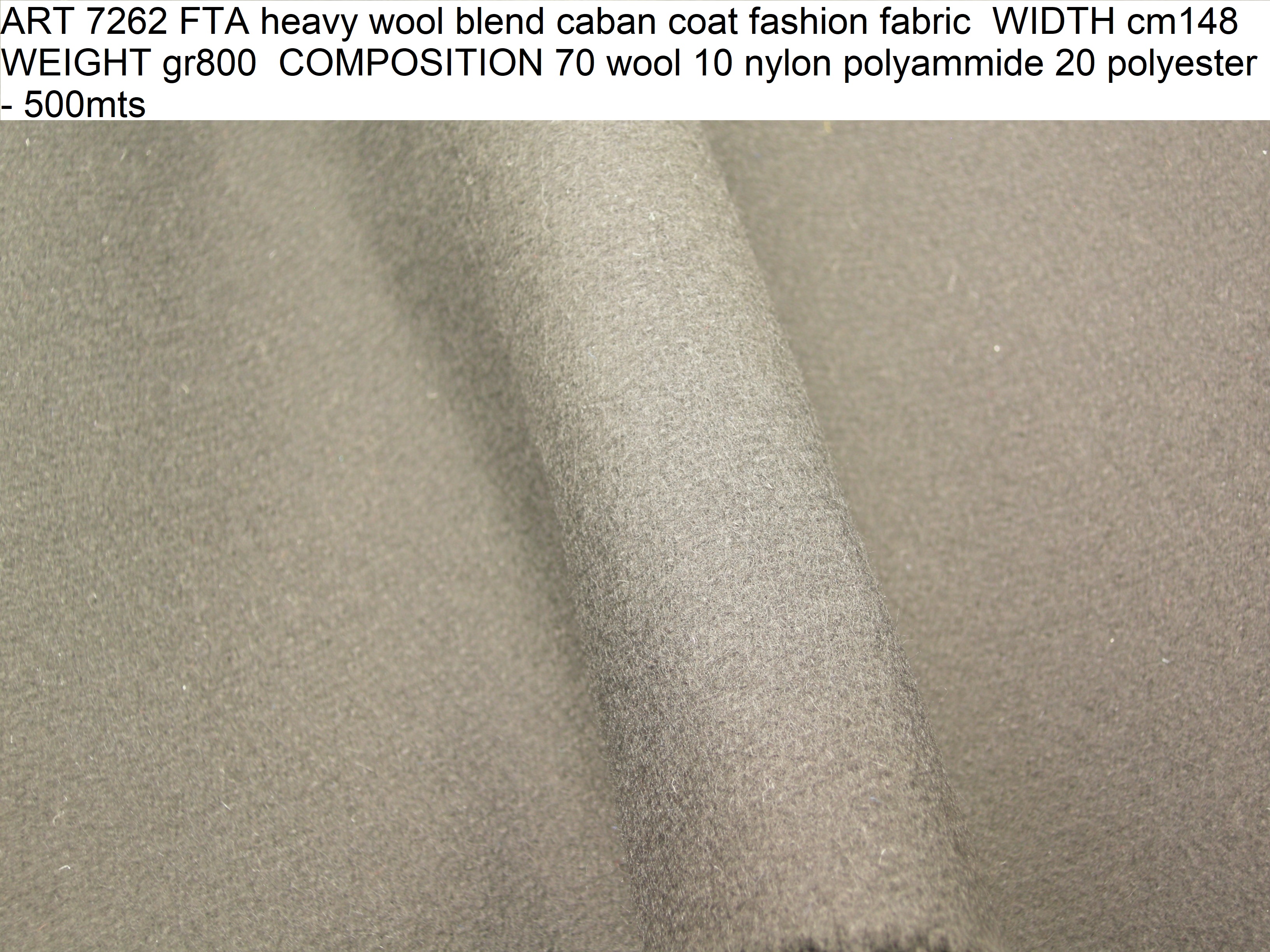 ART 7262 FTA heavy wool blend caban coat fashion fabric WIDTH cm148 WEIGHT gr800 COMPOSITION 70 wool 10 nylon polyammide 20 polyester - 500mts