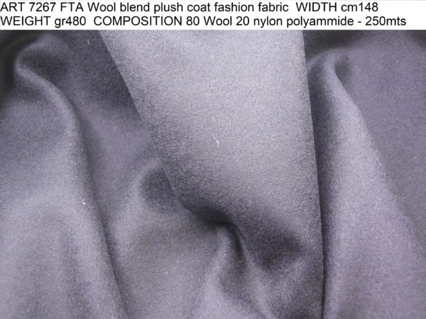 ART 7267 FTA Wool blend plush coat fashion fabric WIDTH cm148 WEIGHT gr480 COMPOSITION 80 Wool 20 nylon polyammide - 250mts