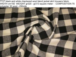 7727 black and white checkered wool blend jacket skirt trousers fabric WIDTH cm150 WEIGHT gr320 - gr213 square meter - COMPOSITION 70 polyester 30 wool - 250mts