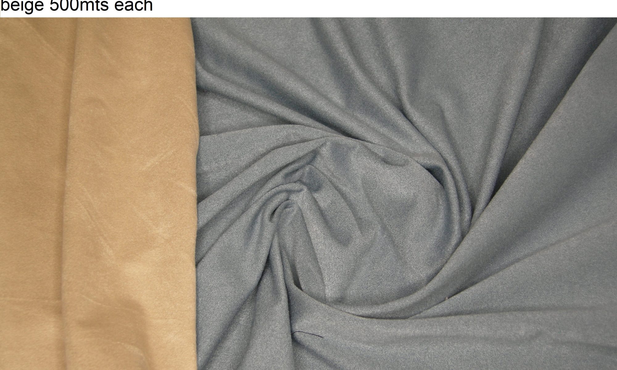 7743 jersey knit suede jacket skirt trousers fabric WIDTH cm160 WEIGHT gr280 - gr175 square meter - COMPOSITION 100 polyester - blue and beige 500mts each