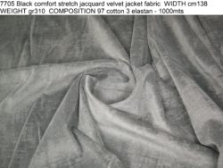 ART 7705 Black comfort stretch jacquard velvet jacket fabric WIDTH cm138 WEIGHT gr310 COMPOSITION 97 cotton 3 elastan - 1000mts
