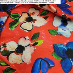 7988 Waterproof printed nylon fabric for raincoat WIDTH cm146 WEIGHT gr210 - gr143 square meter - COMPOSITION 95 polyammide 5 polyurethane - 500mts