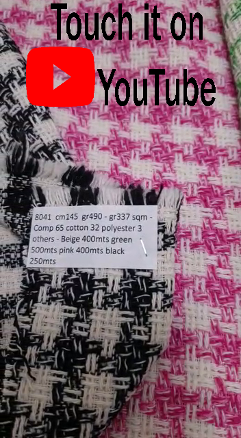 8041 glen check jacket coat cotton fabric cm145 gr490 gr337 sqm Beige  400mts green 500mts pink 400mts black 250mts – Stoxx fashion stock fabric