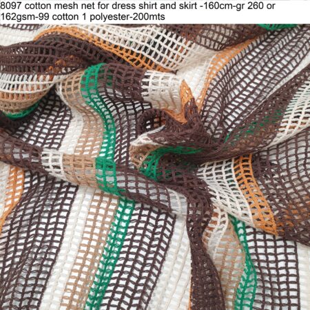 8097 cotton mesh net for dress shirt and skirt -160cm-gr 260 or 162gsm-99 cotton 1 polyester-200mts