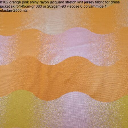 8102 orange pink shiny rayon jacquard stretch knit jersey fabric for dress jacket skirt-145cm-gr 380 or 262gsm-93 viscose 6 polyammide 1 elastan-2500mts