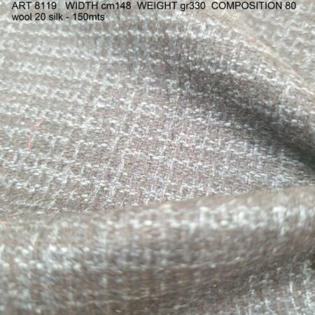 ART 8119 WIDTH cm148 WEIGHT gr330 COMPOSITION 80 wool 20 silk - 150mts