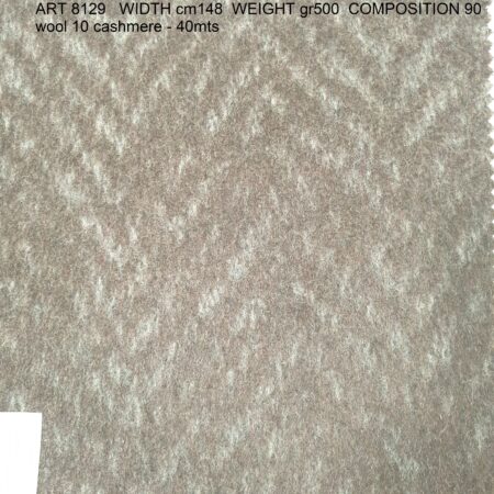 ART 8129 WIDTH cm148 WEIGHT gr500 COMPOSITION 90 wool 10 cashmere - 40mts
