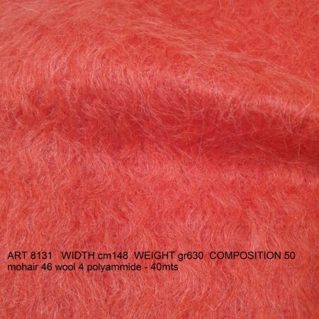 ART 8131 WIDTH cm148 WEIGHT gr630 COMPOSITION 50 mohair 46 wool 4 polyammide - 40mts