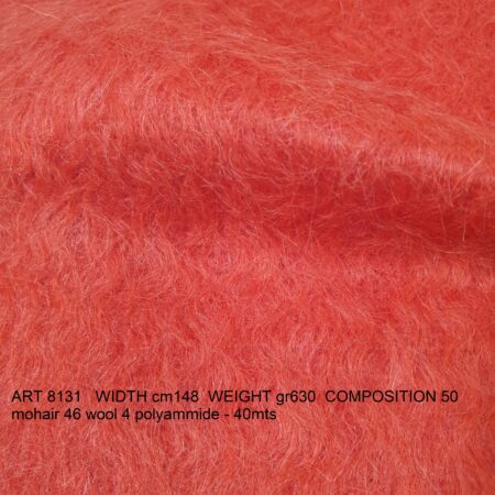 ART 8131 WIDTH cm148 WEIGHT gr630 COMPOSITION 50 mohair 46 wool 4 polyammide - 40mts